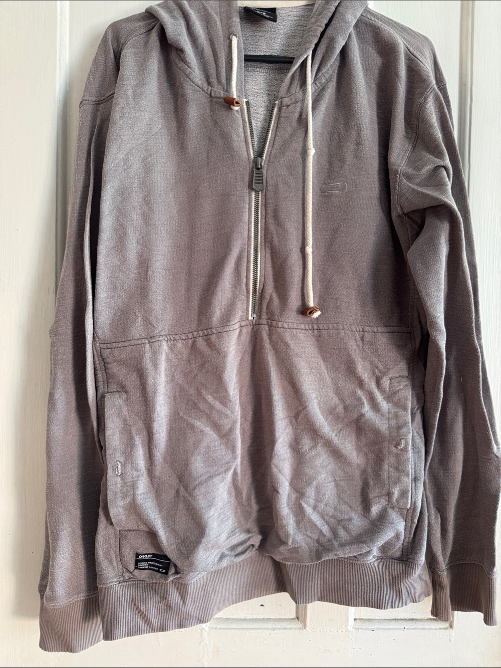 Men's Gray Half-Zip Hooded Sweater